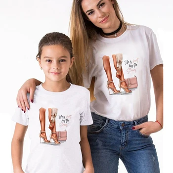 SALUT Iarna T-shirt Mama și Fiica Vara Vogue Print Doamna Casual Tricou Topuri Harajuku Streetwear Teuri Uite de Familie