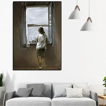 Salvador Dali Celebra Panza Pictura Figura La O Fereastră Postere si Printuri Cuadros de Arta de Perete Imaginile pentru Camera de zi Decor Acasă