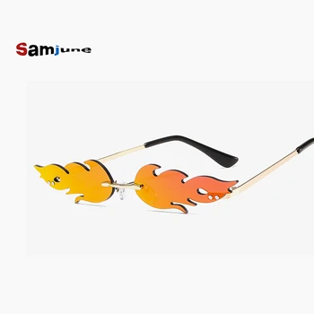 Samjune Portocaliu Flacără de soare ciudat femei ochelari de soare de designer de brand cat Nuanțe de ochi Pentru Femei Oglindă Foc UV400 Ochelari