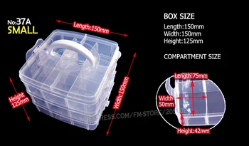Samll Stiva Cutie Depozitare 3 straturi reglabil sloturi separatoare detașabile pentru DIY Unghii Bijuterii margele acasă jucărie Organizator container