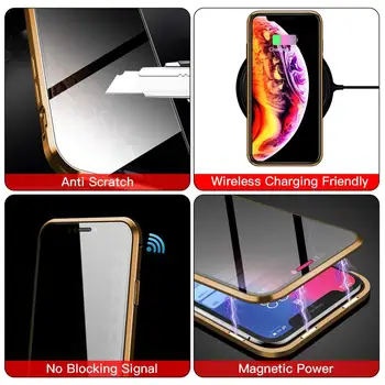 Samsung a50 caz de Metal Magnetic de Confidențialitate Cazuri de Telefon Sticlă Călită Caz Pentru Samsung S8 S9 S10 S20 Plus S20U Nota 10 9 8 A70 Caz