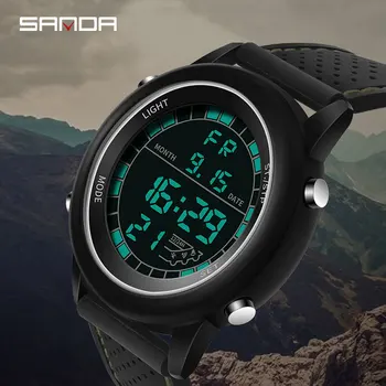 SANDA Brand de Lux Men Sport Încheietura Ceas Cronometru Cronograf Miscare Bratara Led Luminos Display Digital Ceasuri Mens Relojes