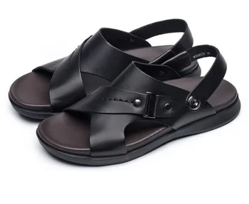 Sandale Casual Plus Dimensiune Italiană Impermeabil Sandale Bărbat Din Piele, De Vara Negru Curea De Apă Maro Designer De Moda Pantofi Plat