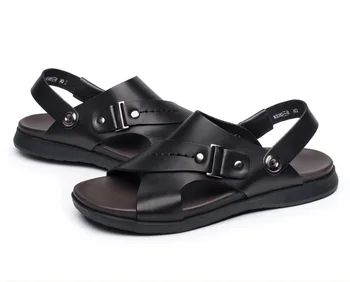 Sandale Casual Plus Dimensiune Italiană Impermeabil Sandale Bărbat Din Piele, De Vara Negru Curea De Apă Maro Designer De Moda Pantofi Plat