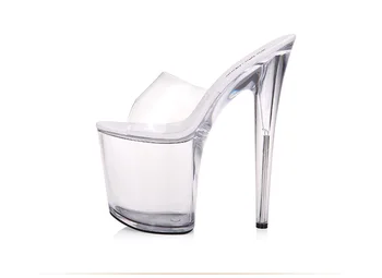 Sandale de Vara 2019 Cristal Papuci de casă Ultra Înaltă Tocuri de 20cm Transparent rezistent la apa Rece, Papuci de bine cu șantiere Mari de Pantofi pentru Femei