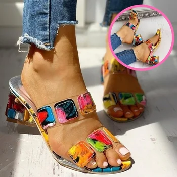Sandale Femei cu Toc Patrat Vara Sandale Peep Toe Doamnelor mai Multe Culori Wedge Sandalias de Verano Para Mujer