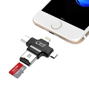 SanDisk micro SD Card de 64GB 32GB 16GB Memorie 128GB Card + 4 în 1 de Tip c/Fulger/Micro USB/USB 2.0 Card Reader pentru iphone