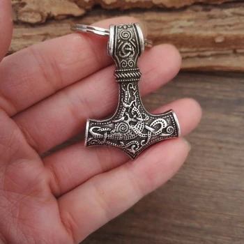 SanLan 12buc Thor, Zeul Nordic al Tunetului Viking Thors Hammer Argint Culoare Mjolnir Breloc