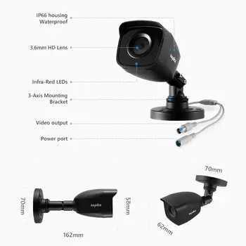 SANNCE 4CH 1080P Lite Sistem de supraveghere Video 1080N 5IN1 H. 264+ DVR Cu 2X 4X în aer liber, rezistente la Intemperii Camere de Supraveghere CCTV Kit