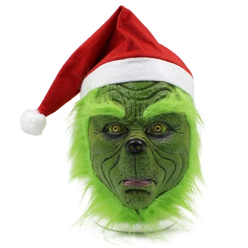 Santa Grinch Cosplay Masca Cum a Furat Grinch Crăciunul Măști de Latex Mănuși de Prop