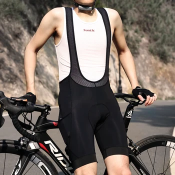 Santic Ciclism Salopete pantaloni Scurți de Vară Bărbați 4D Coolmax Respirabil Captusit Biciclete de Înaltă elastic curea de transpirație din Asia dimensiune M9C05103