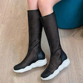 Sarairis 2020 Nou-Veniți De Mari Dimensiuni 46 Platforma Cizme De Vara Pantofi Femei Zip-Up Solid Genunchi-Cizme Înalte Femeie Pantofi