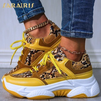 SARAIRIS 2020 Șarpe Tipărite Șiret INS FIERBINTE Platforma de Brand Nou de Agrement Femei Vulcaniza Pantofi Adidași Indesata