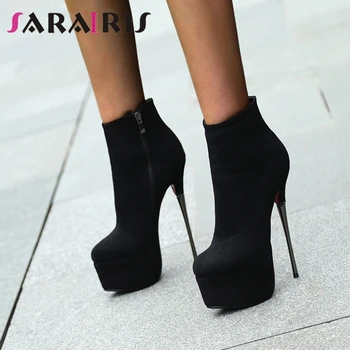 SARAIRIS Fierbinte de Vânzare en-Gros Platformă Solidă Elegant Pantofi pentru Femeie Cizme Sexy, Tocuri Subtiri de Mare Zip Up Glezna Cizme Femei Pantofi