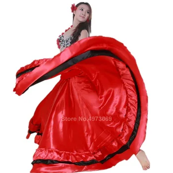 Satin Neted Plus Dimensiune Flamenco Fusta Tradiționale de luptă cu Tauri spaniolă Festivalul de Tigan Femei Fata de Dansul din Buric, Costume de performanță