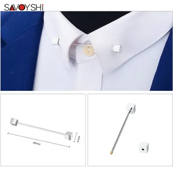 SAVOYSHI Cămașă de Moda francez Guler Pin Metal Brosa Pătrat Bar Incuietoare Mreana Rever Stick pentru bărbați Bijuterii Accesorii