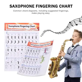 Saxofon Practica Acorduri Scară Graficul Autocolante Instrument Lecții De Muzică Ajutor De Învățare File Poster Pentru Iubitorii De Chitara Pentru Incepatori