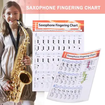 Saxofon Practica Acorduri Scară Graficul Autocolante Instrument Lecții De Muzică Ajutor De Învățare File Poster Pentru Iubitorii De Chitara Pentru Incepatori