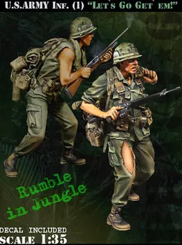Scara 1/35 Războiului din Vietnam soldați americani asistă 2 persoane miniaturi Rășină Model Kit figura Transport Gratuit