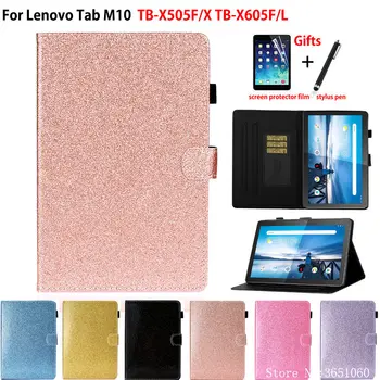 Sclipici Caz Pentru Lenovo Tab M10 10.1 Acoperi TB-X505F TB-X505X TB-X605L TB-X605F Funda Tablet Suport Flip Shell Capa Coque +Cadou