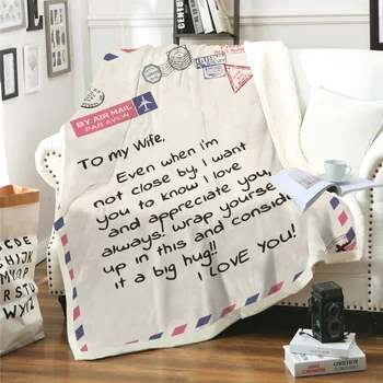 Scrisoarea Imprimate Pături Fleece Pătură Scrisoare de Dragoste pentru Soția Mea de la Sotul Ultra-Moale Micro Greutate de Lumină Pat Cald Arunca Pătură
