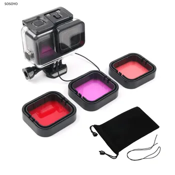 Scufundări Filtru Rosu Roz Violet Filtre Subacvatice Impermeabil caz de Scufundare Filtors Set Pentru Gopro Hero 5 6 camera de Acțiune Accesorii