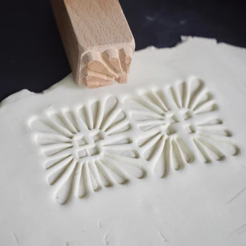 Sculptate manual din Lemn de Timbre pentru Imprimare DIY de Lut de tipar Pătrat Soare Flori Textura Lut Instrumente