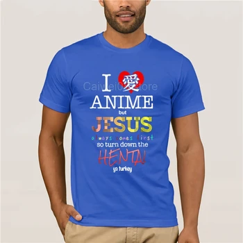 Scurt moda T-shirt pentru bărbați Iubesc Anime Dar Isus Vine Întotdeauna în Primul rând Moda Imprimat cu Maneci Scurte personalitate T-shirt