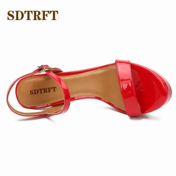 SDTRFT US14 15 16 17 18 19 Femei Crossdress Sandale Elegante Vara 14cm Tocuri subtiri de Mare Bandă Îngustă Pantofi Peep Toe Catarama pompe