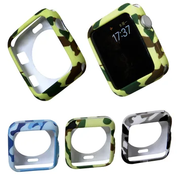 Se acoperă pentru Apple Watch Seria 3 2 1 38mm 42mm Caz Protector Camuflaj Silicon Moale Caz pentru iWatch Accesorii