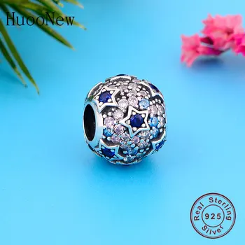 Se Potrivesc Original Pandora Brățară Farmec Real Argint 925 Forma Minge Steaua Deschide Albastru Roz Piatra Șirag De Mărgele Face Femeile Berloque 2019