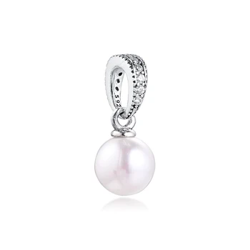 Se potriveste pentru Pandora Bratari Elegante Frumusete de Farmecele cu Perle Albe de Argint 925 Bijuterii Margele Transport Gratuit