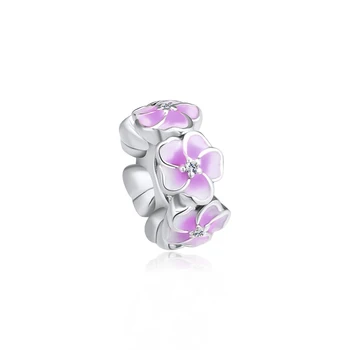 Se potriveste pentru Pandora Farmecul Bratari Magnolie Floare cu Margele Violet Pal Email De Argint 925 Bijuterii Transport Gratuit