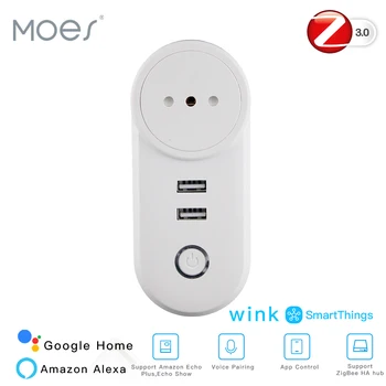 SE ZigBee3.0 Dual USB Wireless Plug Socket SmartThings App Control de la Distanță Echo Plus de Control Vocal Lucra cu Alexa de Start Google