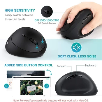 SeenDa Verticale Mouse-ul fără Fir Bluetooth Reîncărcabil &2.4 G USB&Type-c Mouse-ul pentru Mackbook Laptop de Gamer Mouse de Calculator Silent