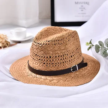 Seioum Panama Pălărie de Vară, Pălării de Soare pentru Femei de Plaja Pălărie de Paie pentru Bărbați UV Capac de Protecție chapeau femme 2020