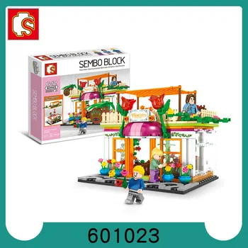Sembo Bloc Mini Stradă Oraș Scena Magazin de vânzare cu Amănuntul în Miniatură Bloc de Cafea Fast-Food Apple Model 3D Brick Toy pentru Copii