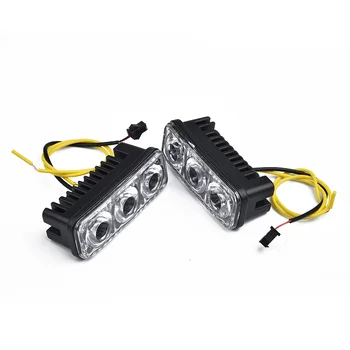 Semnalizare Lumini de Ceață Față, Mașină de 3 LED-uri Albe+Amber Set