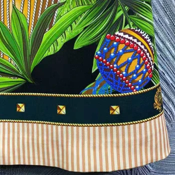 SEQINYY Sicilia Rochie Mini de Vara Primăvara anului Nou Design de Moda pentru Femei Vintage Verde din Frunze de Palmier de Imprimare ștrasuri din Mărgele de Înaltă Calitate