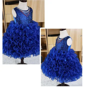 Sequin Colier Superb Fete Rochie de Ocazie Costume pentru Copii de Genunchi Lungime Negru Roz Albastru Rochie de Petrecere Fata