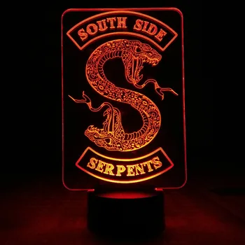 Seriale TV Riverdale Partea de Sud Șerpi Șarpe Logo-ul Led Lumina de Noapte Decor Dormitor Prieten Cadou de Ziua Lampă de Masă Lumină de Noapte