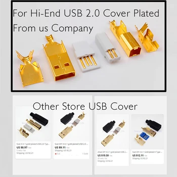 Set bronz Fosforos USB a-B Lipit Adaptor Plug ,24k 3U Placat cu Aur Hifi Pentru Diy cablu USB