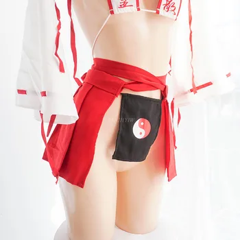 Set De Lenjerie Sexy Erotic Retro Kimono Vrăjitoare Uniformă Piața Cupa Strapless Micro Sutien Fusta Plisata Anime Japonez Exorcist Cosplay
