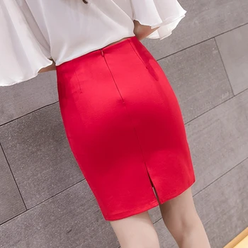 SEXMKL Plus Dimensiune Fusta Creion Roșu 2020 Moda Casual, Talie Mare Fuste Sexy Femei coreene Negru Scurt Fusta Mini Jupe Femme