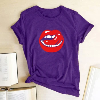 Sexy Buze Roșii de Imprimare Femei T-Shirt cu Maneci Scurte O Gât Pierde Vara Amuzant Femme T-shirt 2020 Teuri Topuri Haine Mujer Camisetas