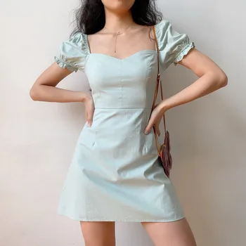 Sexy O Linie De Rochii De Vară 2020 Moda Manșon De Puf De Pe Umăr Rochie De Epocă Femei Haine Coreene Mini Petrecere Rochie Eleganta