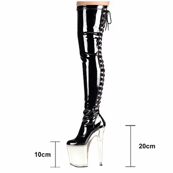Sexy, Peste Genunchi Cizme 2018 Noi Femeile 20cm Super Toc inalt Platforma Pantofi Femei din Piele PU Petrecere de Dans Coapsei Cizme Înalte WB1409