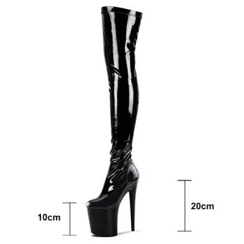 Sexy, Peste Genunchi Cizme 2018 Noi Femeile 20cm Super Toc inalt Platforma Pantofi Femei din Piele PU Petrecere de Dans Coapsei Cizme Înalte WB1409