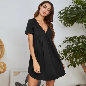 Sexy Pijama Rochie de Noapte pentru Femei cu Mânecă Scurtă cămașă de noapte Topuri Largi de Mari Dimensiuni de Agrement Sleepwear