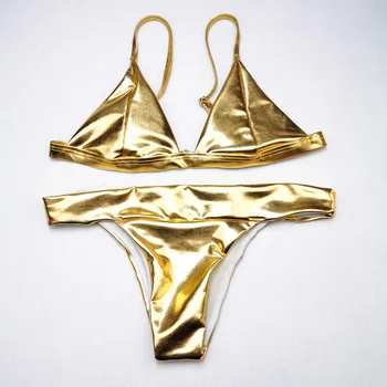 Sexy Reflectorizante De Aur Strălucitor Metalic Push-Up Brazilian Bikini Set 2020 Doamna Cut Mare De Costume De Baie Femei Costume De Baie Femei Costum De Baie